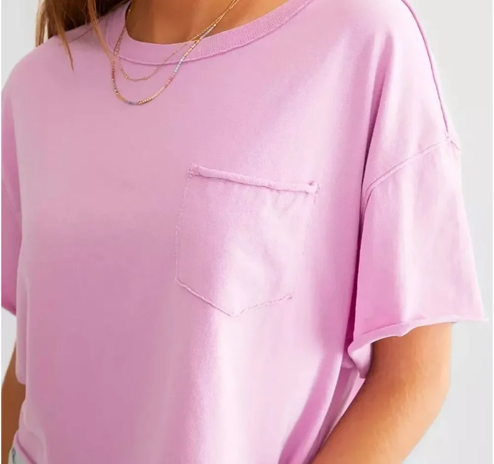 Free People We The Free Fade Into You Crop Boxy Pocket Tee Orchid S NEW